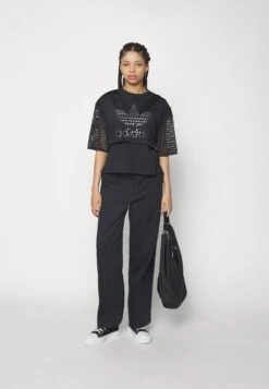 Adidas Originals Big Logo Tee 2 In 1 - T-Shirt Print - Black -Korting Dameskleding 2beb5aece7ce456193f1b8b989f97297