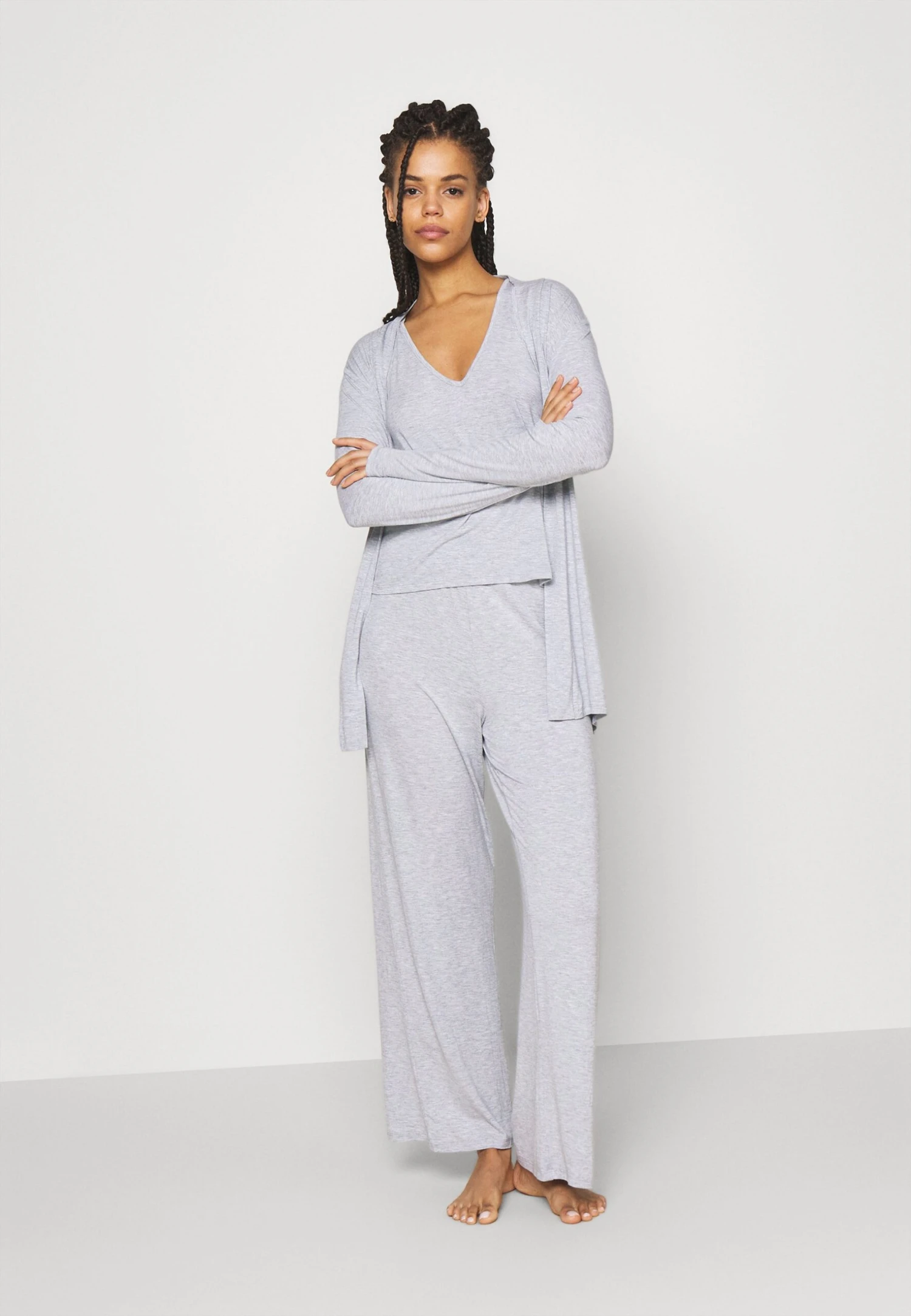 Anna Field 3 Piece Jersey- Pyjama - Mottled Light Grey 2 Anna Field 3 Piece Jersey- Pyjama - Mottled Light Grey - Afbeelding 2