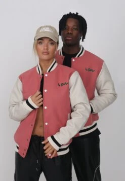 Lamar Varsity Jacket Unisex - Imitatieleren Jas - Coral -Korting Dameskleding 5765faf6aef0490c9dfd6eceed611a3d