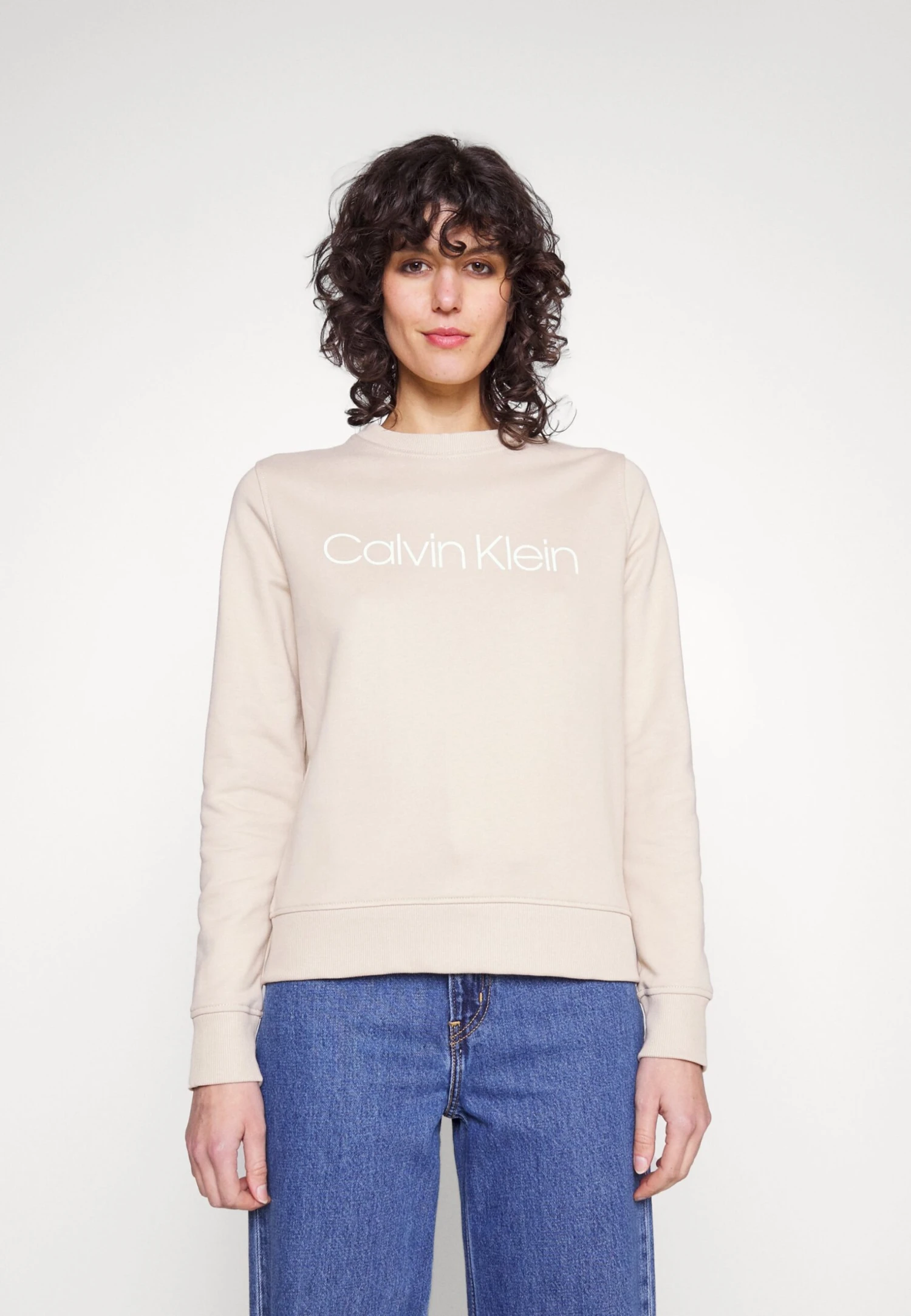 Calvin Klein Core Logo - Sweater - White Clay 1 Calvin Klein Core Logo - Sweater - White Clay